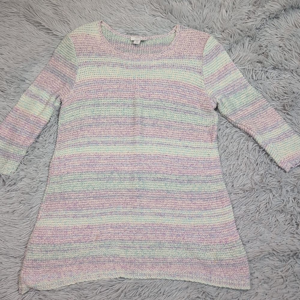 J. Jill Shirt Womens XS Petite Multicolor Top Lightweight Crochet Casual Comfort